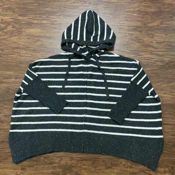 NWOT LOFT Stripe Hooded Poncho Sweater - Picture 4 of 11